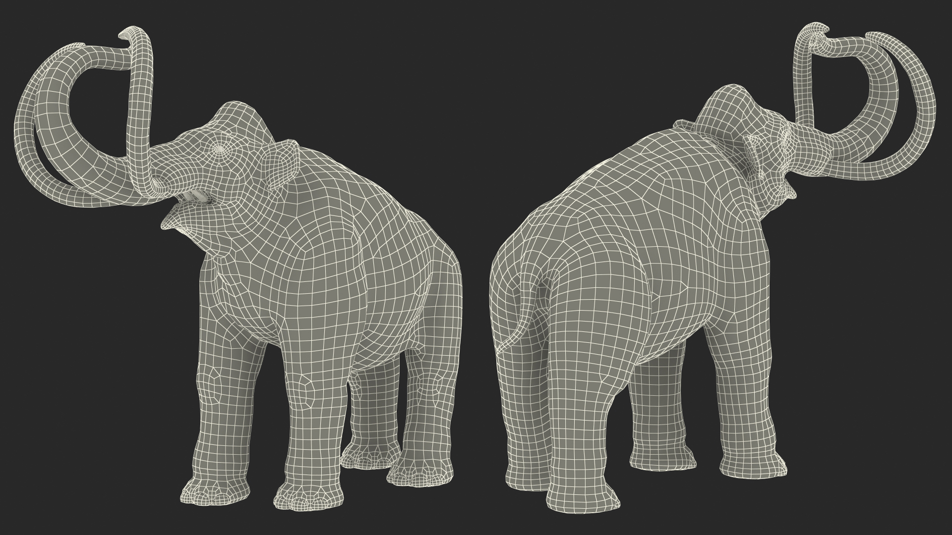 Adult Mammoth Clean Skeleton Shell Roar 3D model