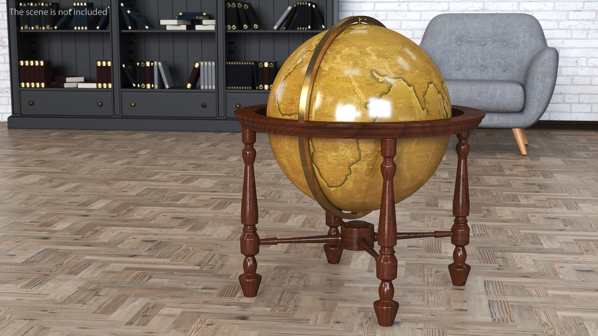 Floor Standing World Globe Antique 3D model