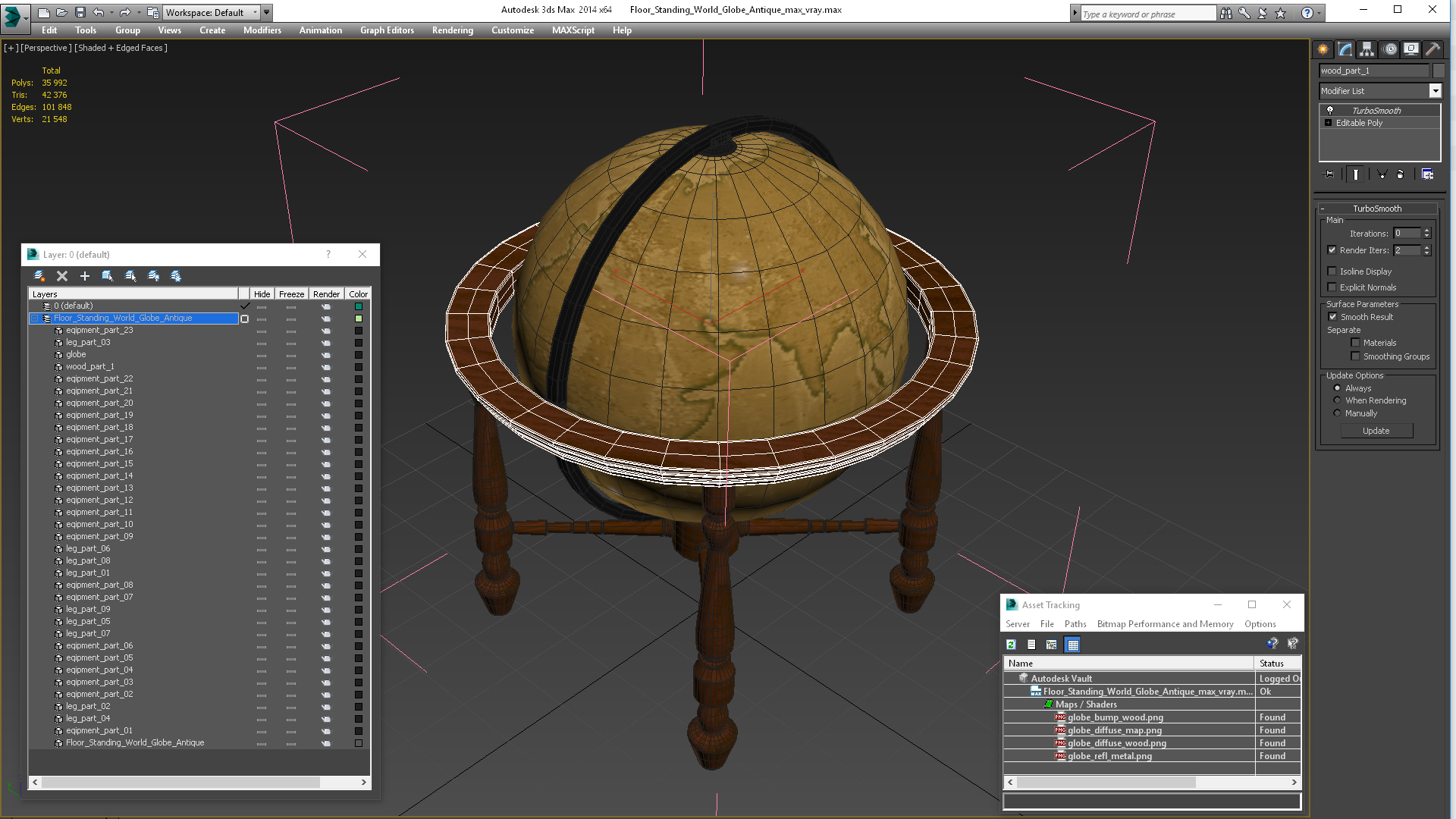 Floor Standing World Globe Antique 3D model