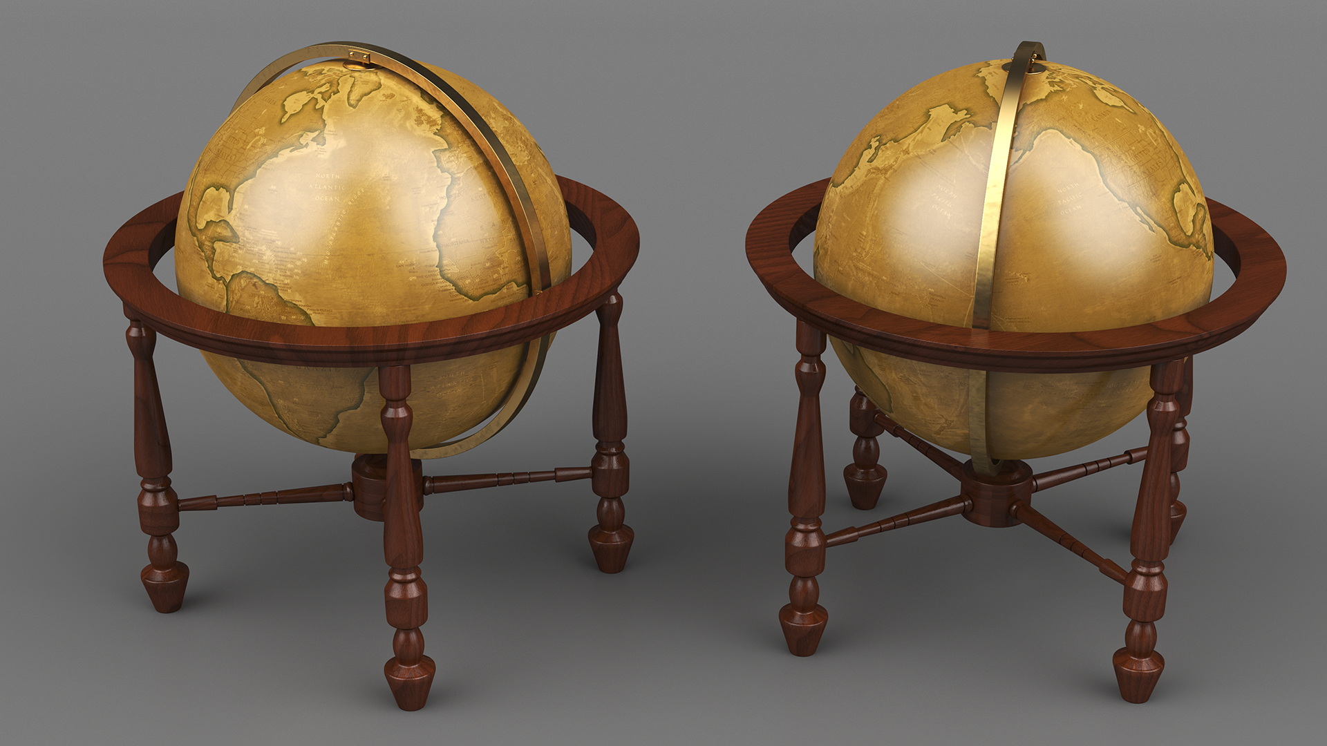 Floor Standing World Globe Antique 3D model