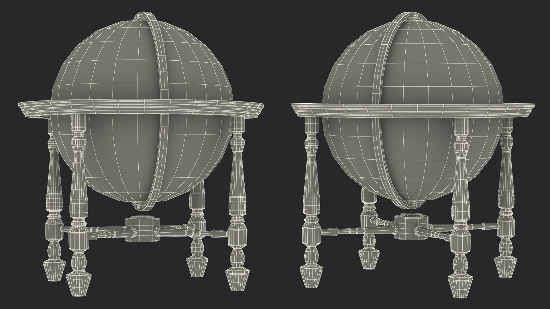 Floor Standing World Globe Antique 3D model