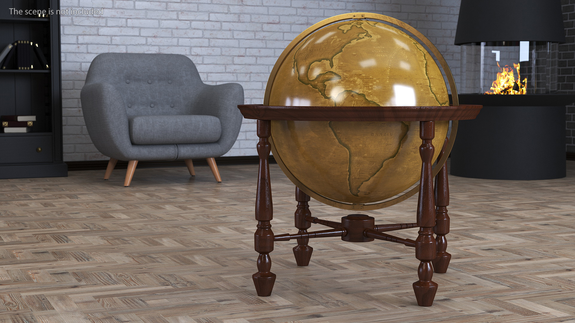 Floor Standing World Globe Antique 3D model