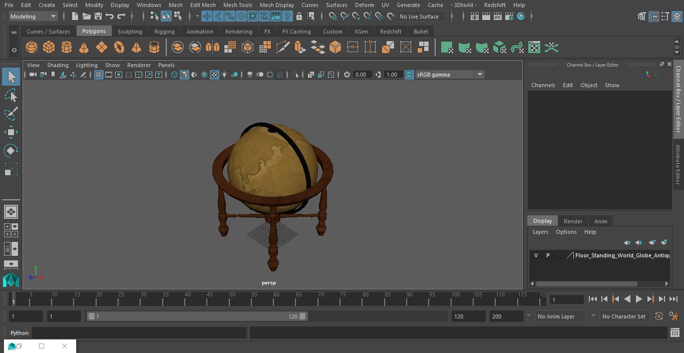 Floor Standing World Globe Antique 3D model