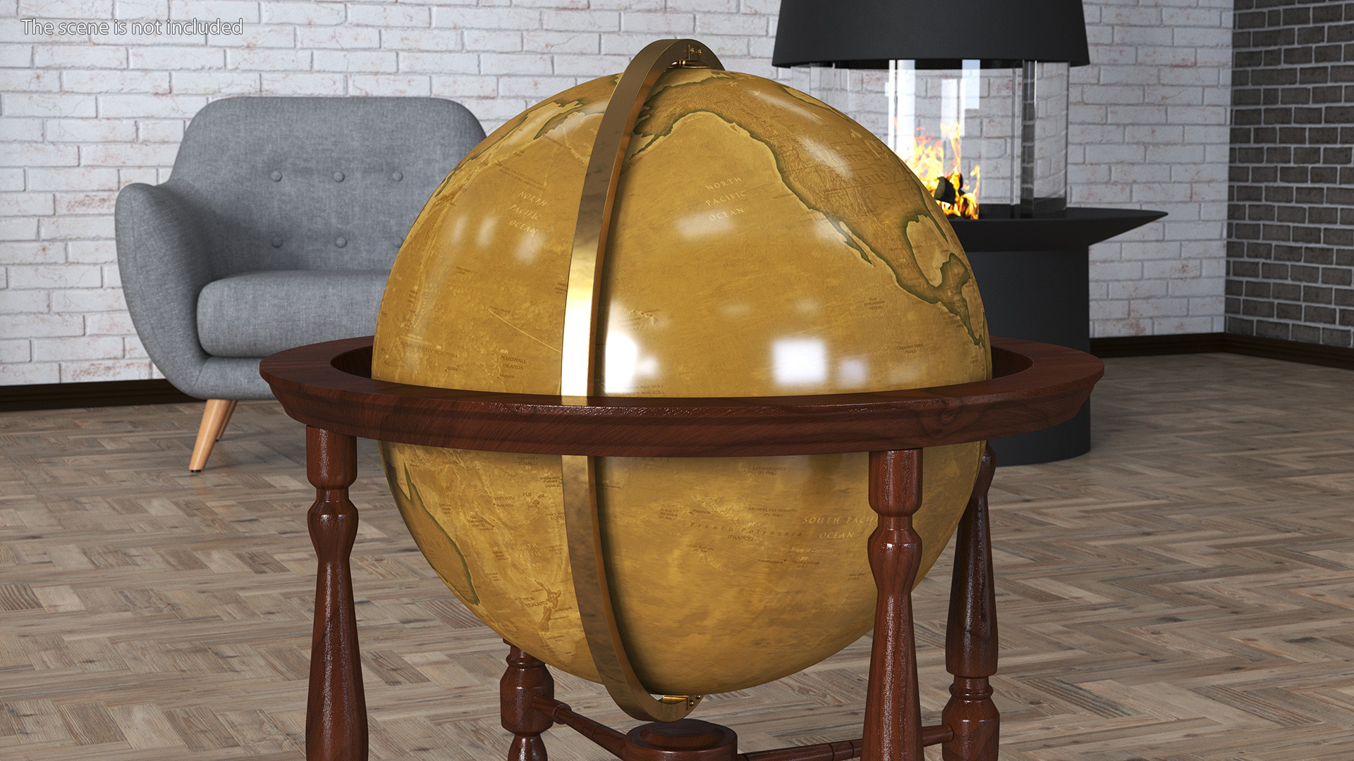 Floor Standing World Globe Antique 3D model