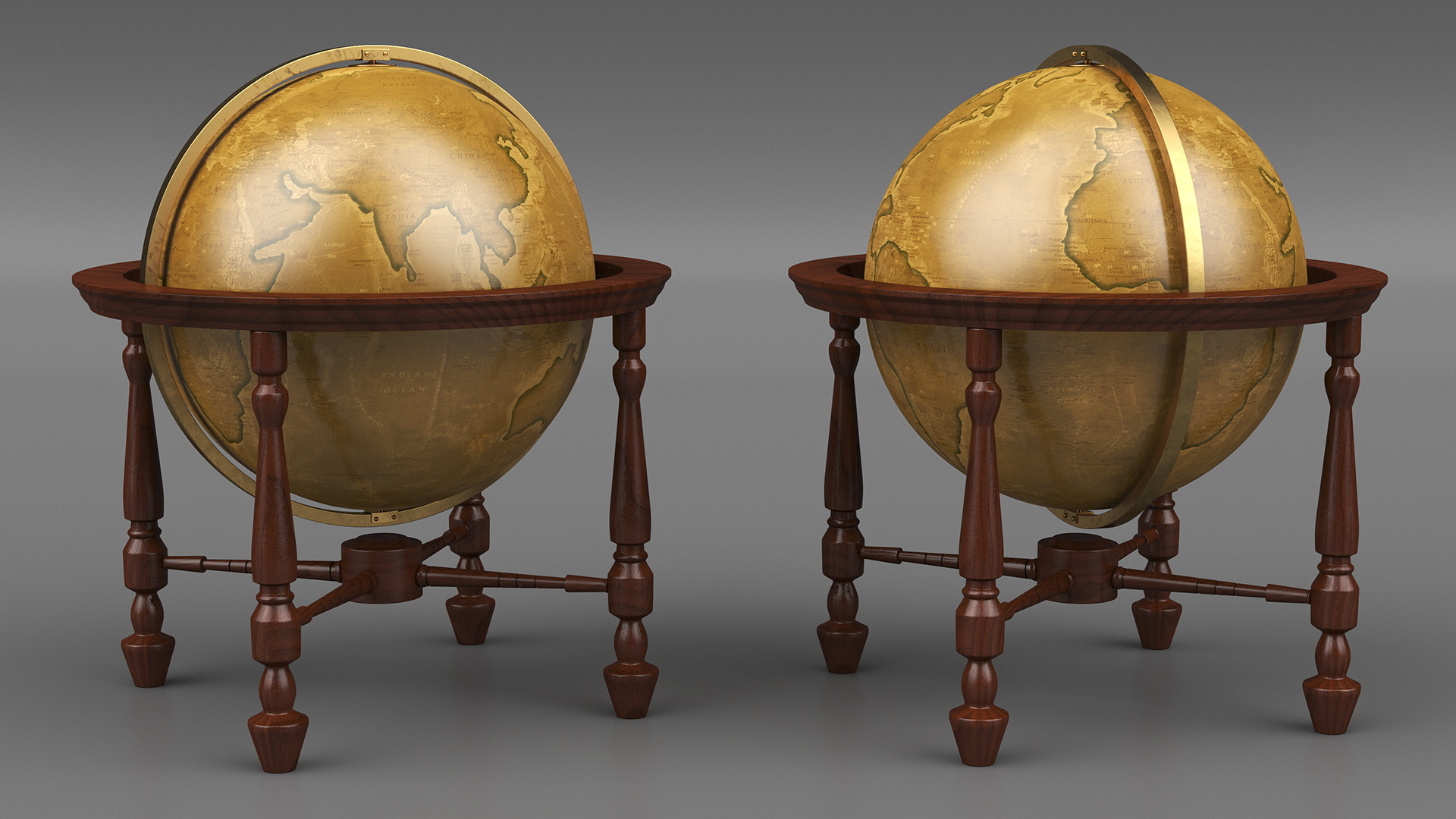 Floor Standing World Globe Antique 3D model