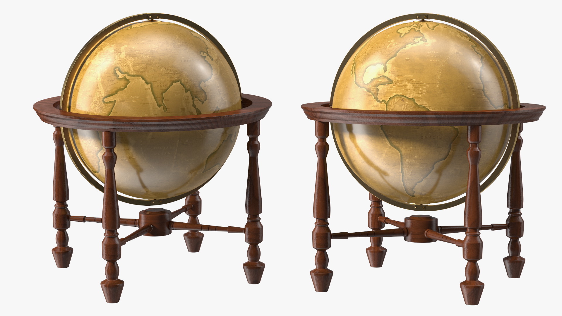 Floor Standing World Globe Antique 3D model