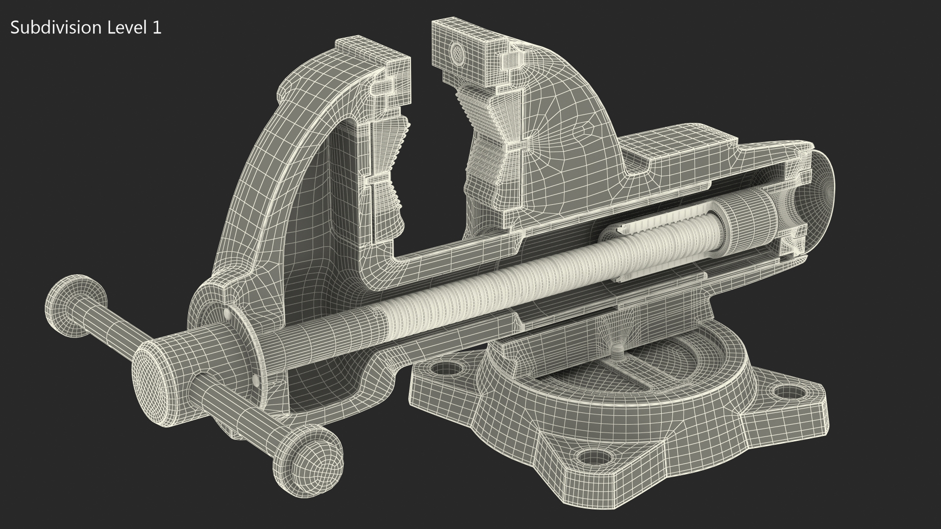 3D Bench Vise Cross Section Rigged