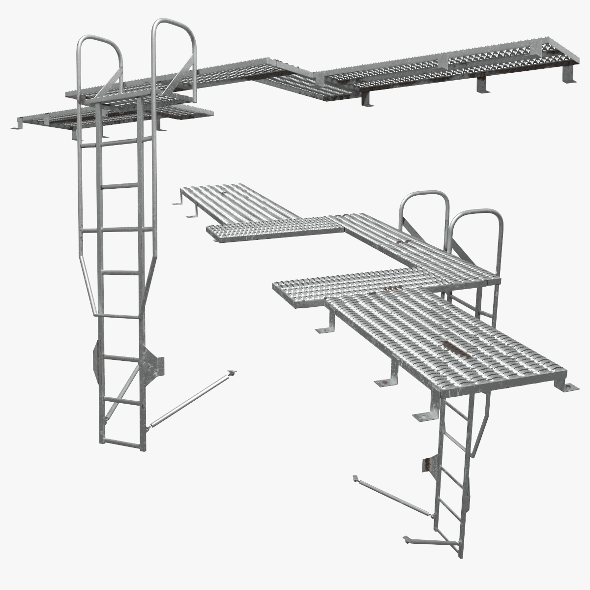 Modular Catwalk with Ladder Silver 3D model preview