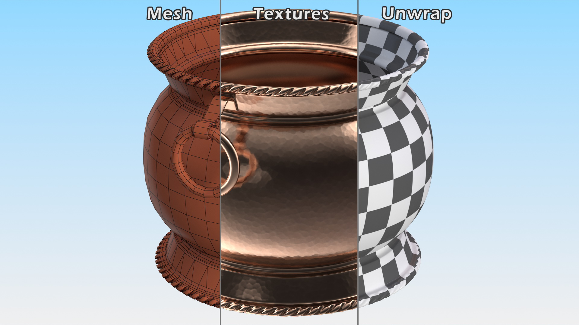 3D model Vintage Copper and Brass Jardiniere