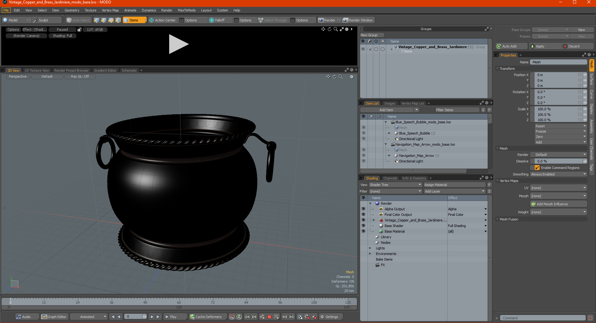 3D model Vintage Copper and Brass Jardiniere