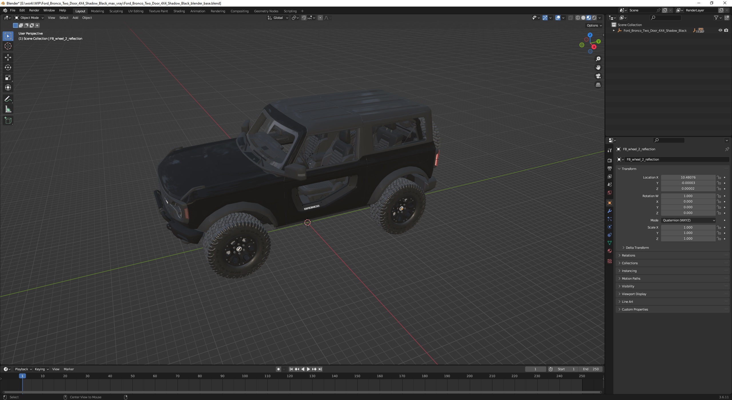 Ford Bronco Two Door 4X4 Shadow Black 3D