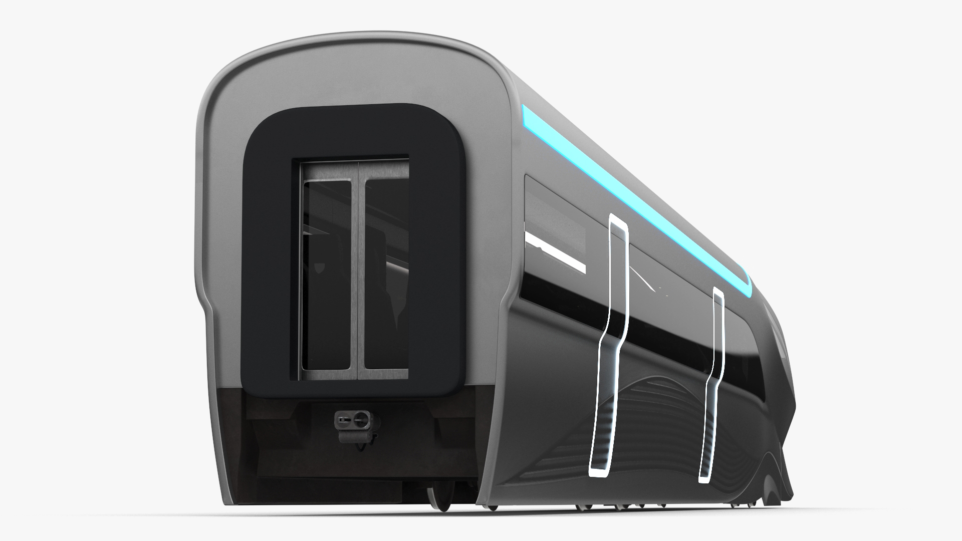 Futuristic Train Locomotive Silver 3D model