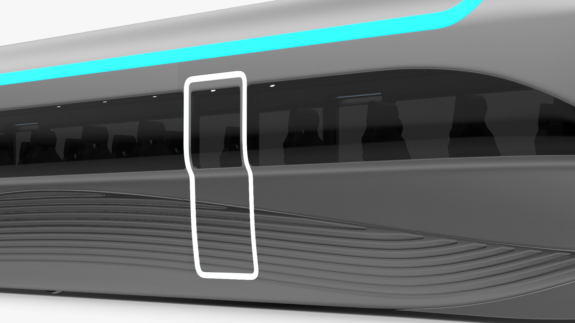 Futuristic Train Locomotive Silver 3D model
