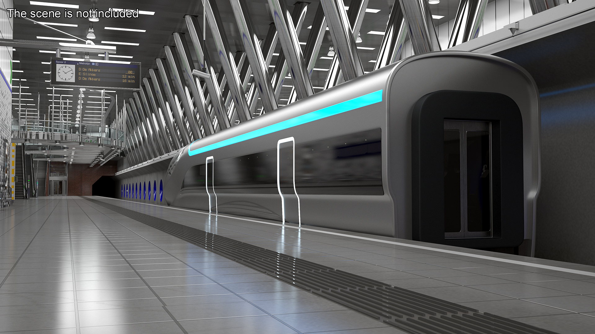 Futuristic Train Locomotive Silver 3D model