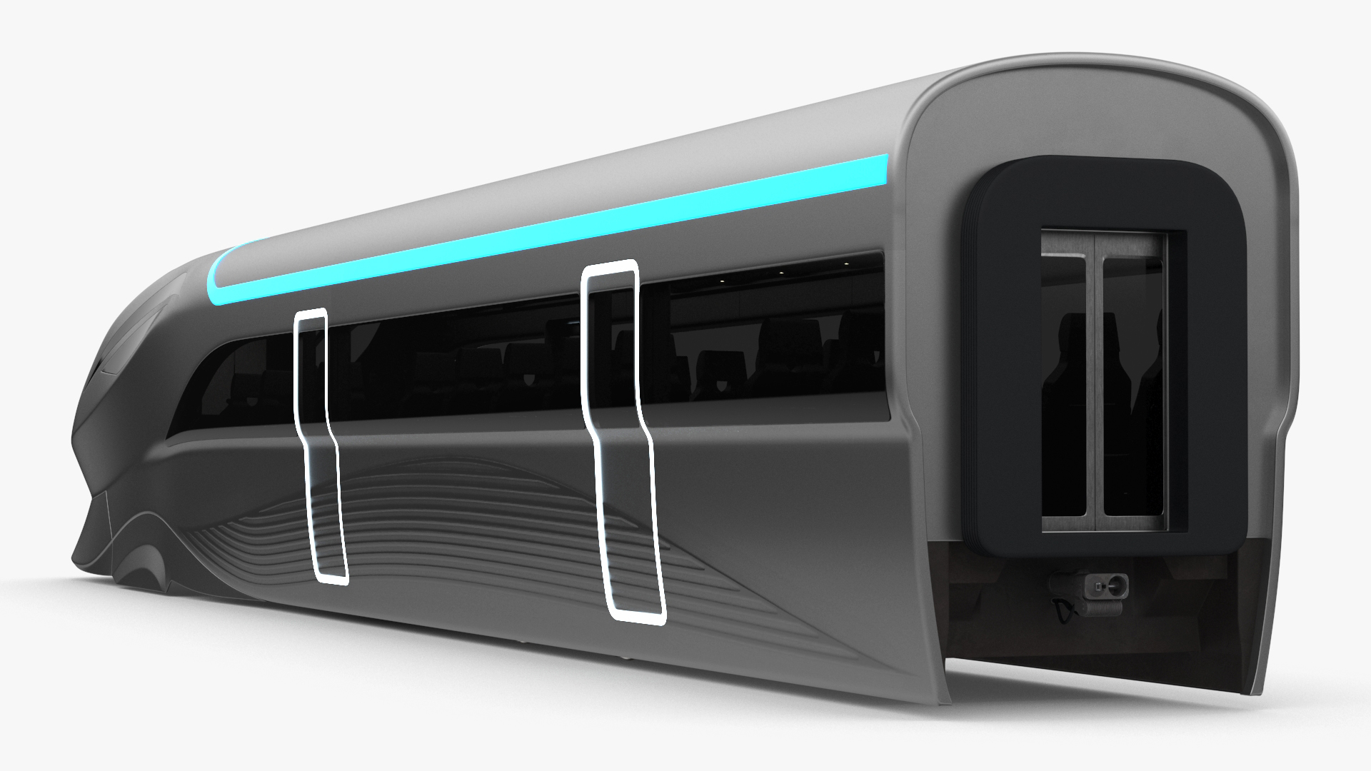 Futuristic Train Locomotive Silver 3D model