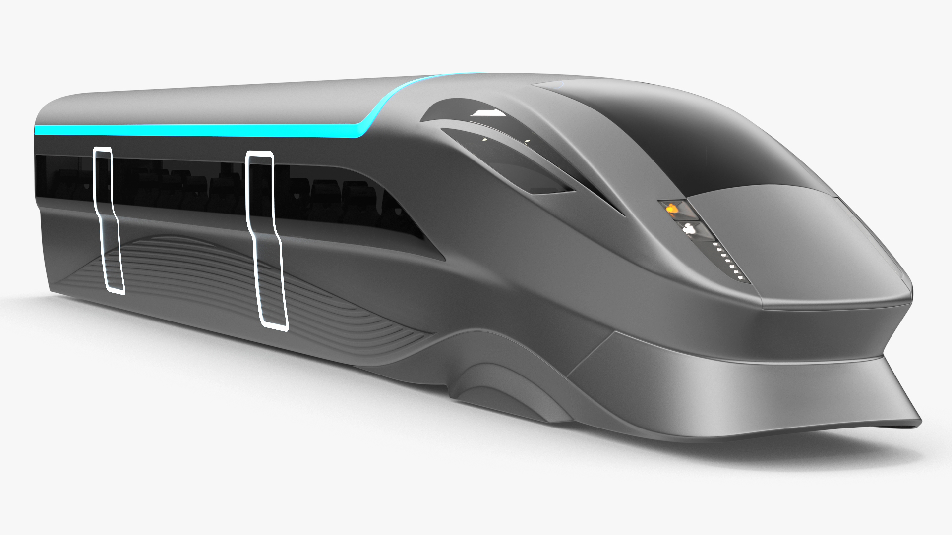 Futuristic Train Locomotive Silver 3D model