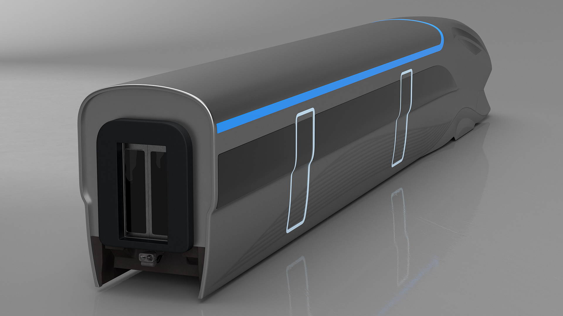 Futuristic Train Locomotive Silver 3D model