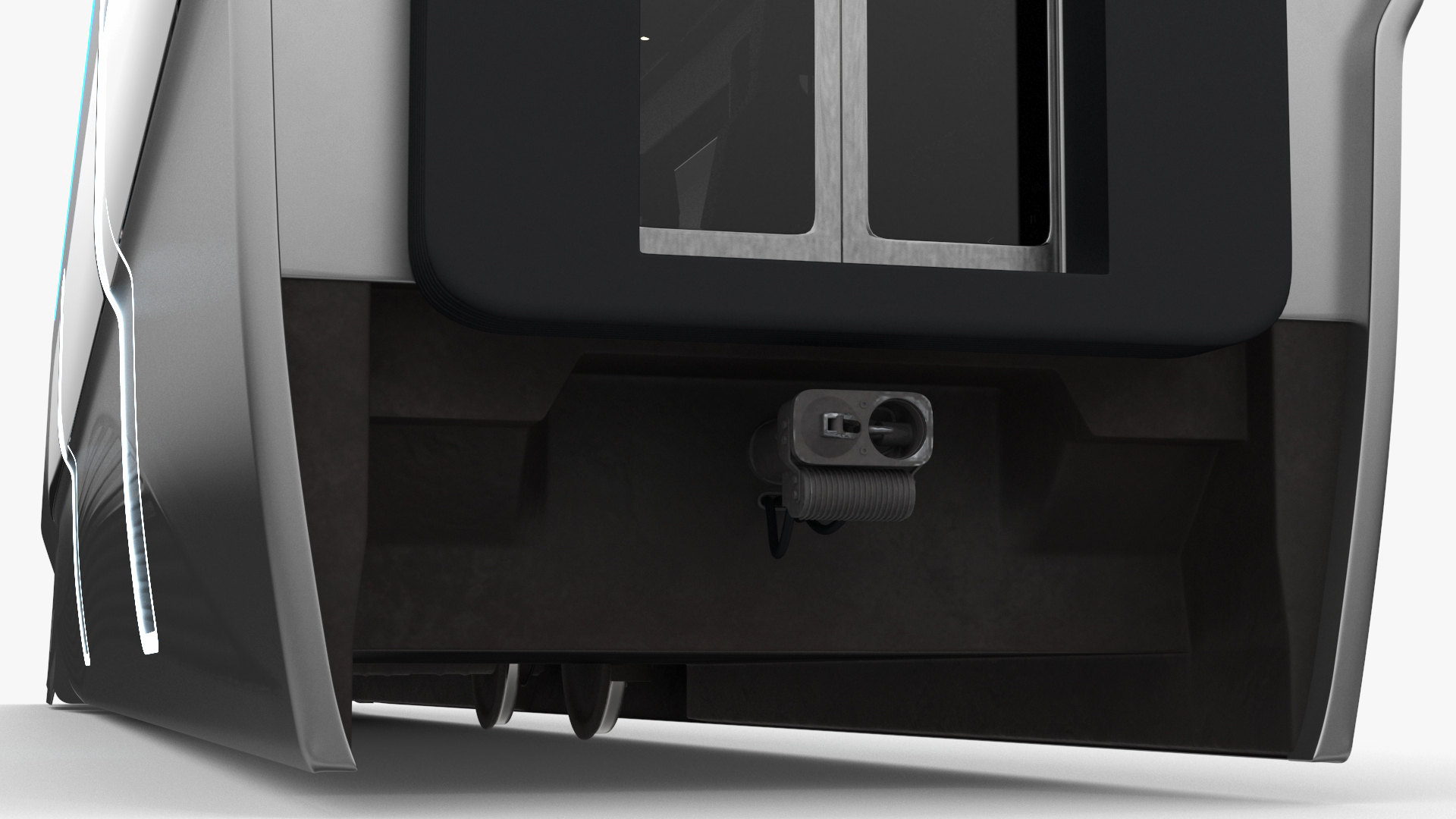 Futuristic Train Locomotive Silver 3D model