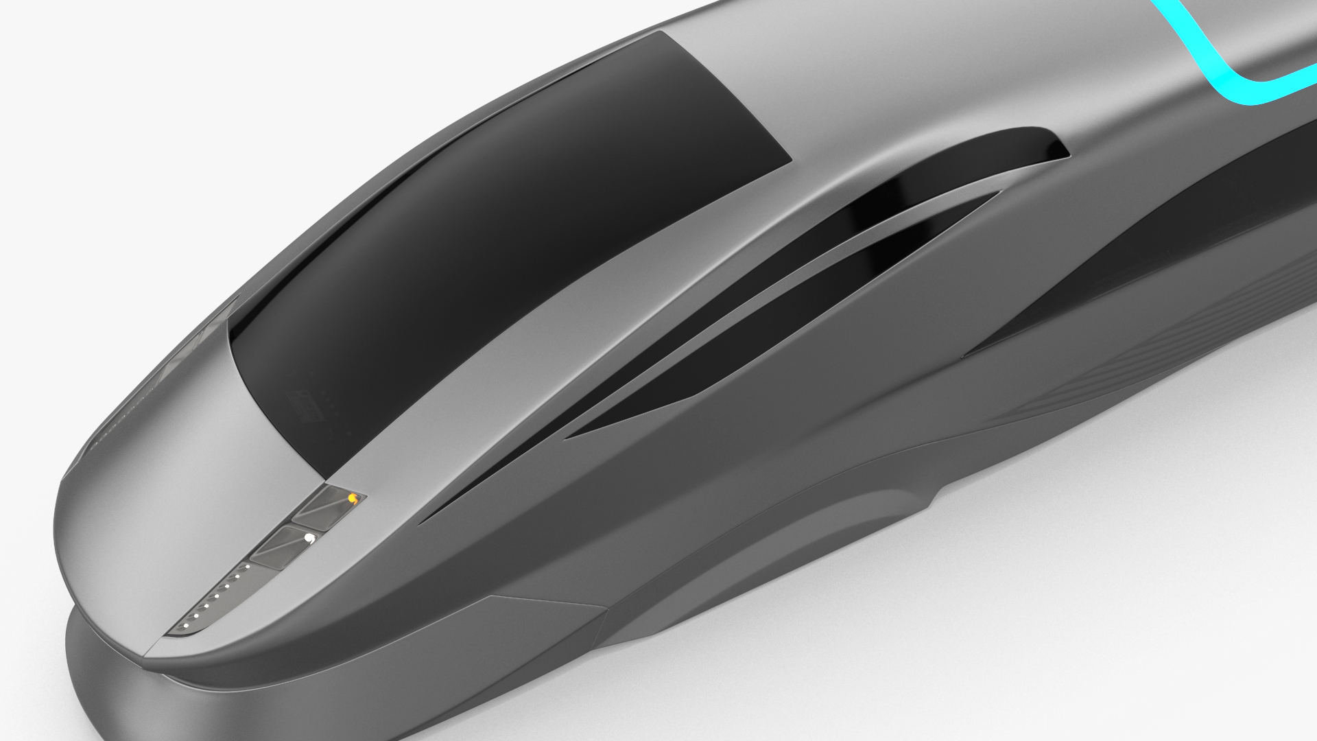 Futuristic Train Locomotive Silver 3D model