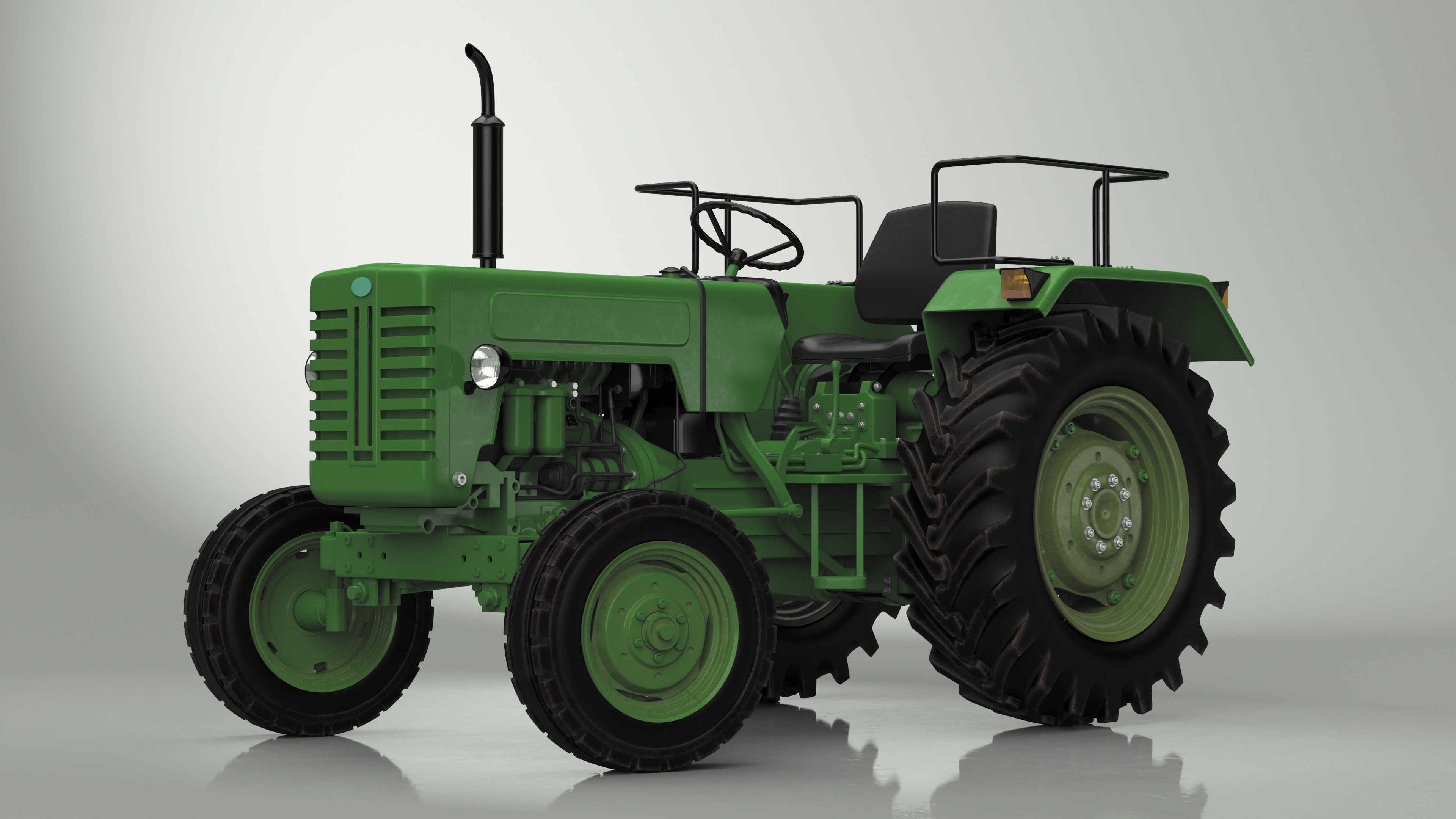 3D Vintage Farm Tractor Rigged for Maya