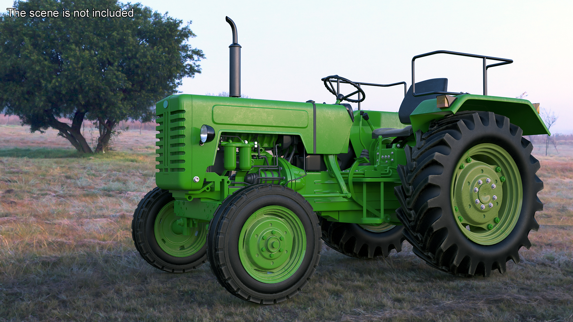 3D Vintage Farm Tractor Rigged for Maya