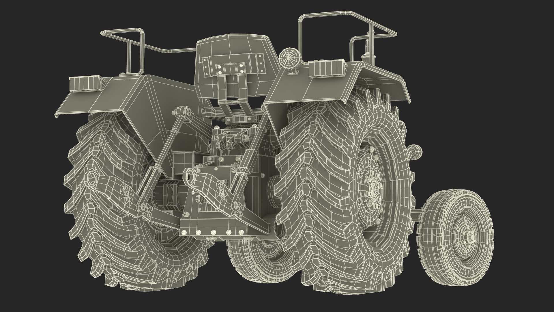 3D Vintage Farm Tractor Rigged for Maya