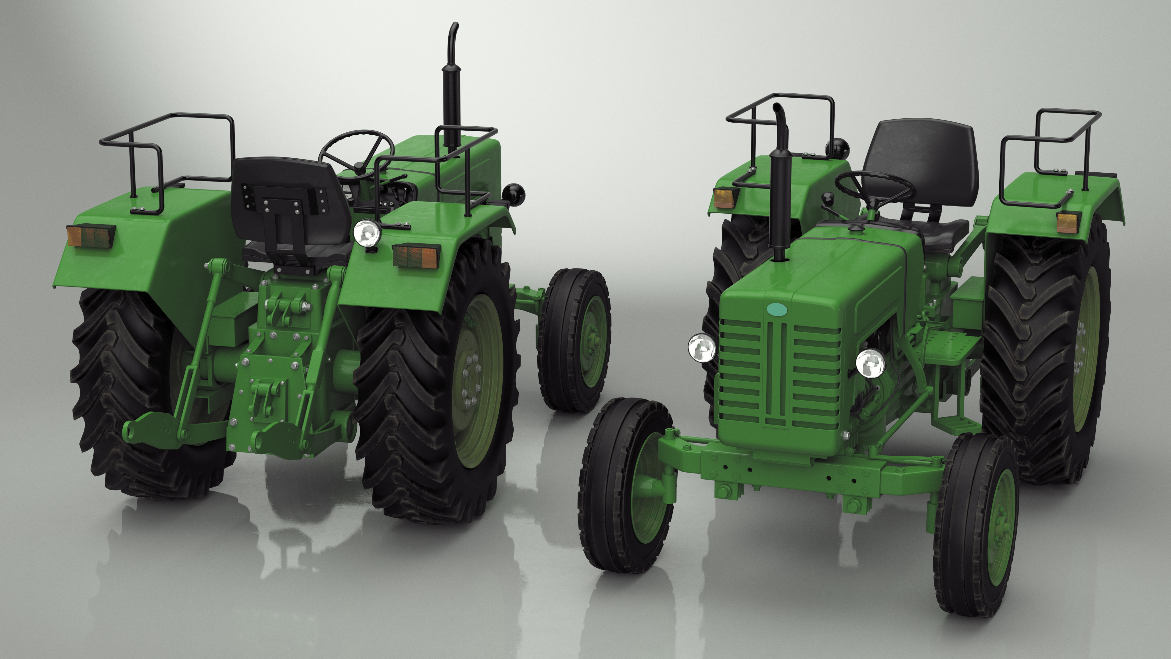 3D Vintage Farm Tractor Rigged for Maya
