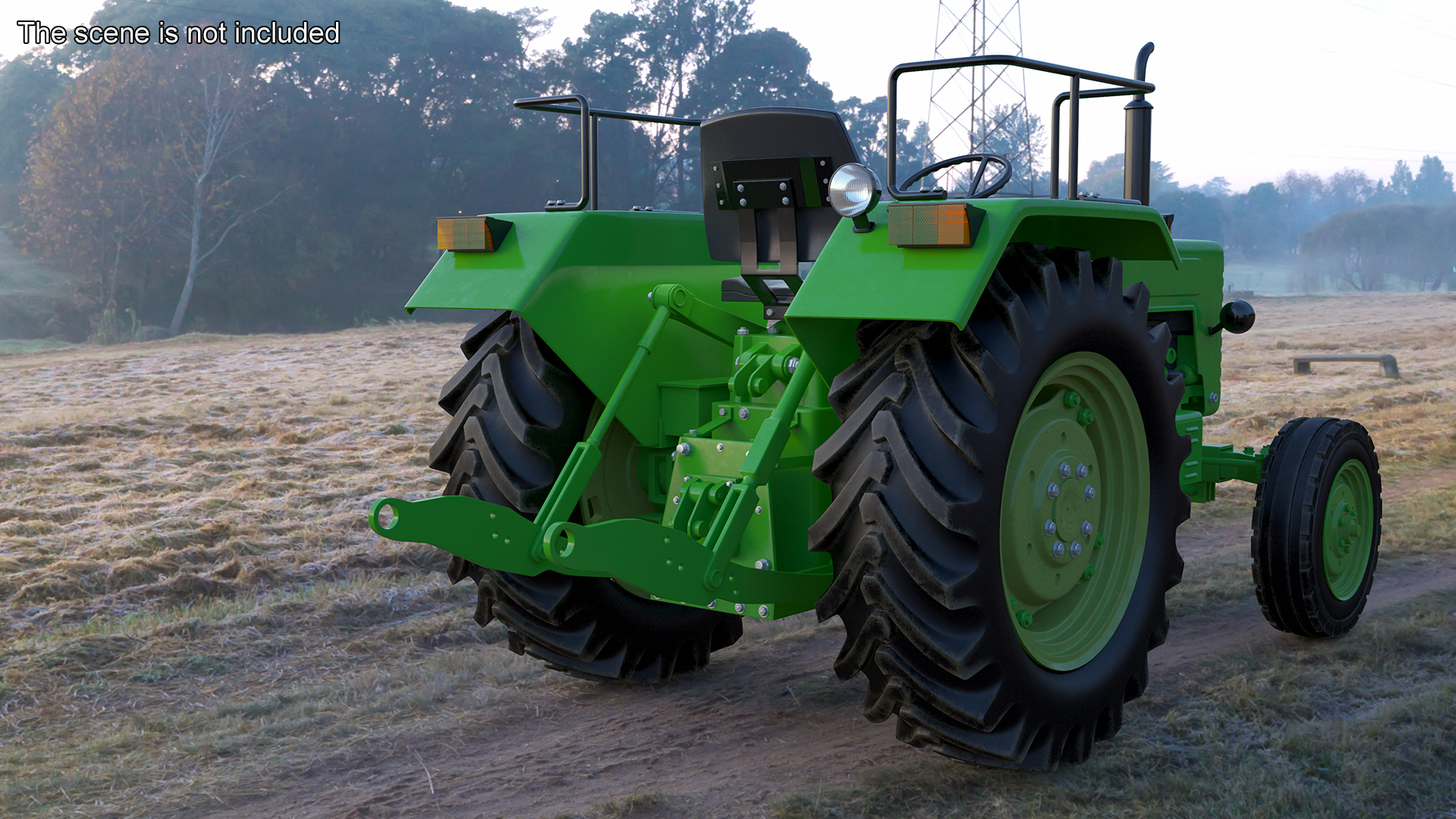 3D Vintage Farm Tractor Rigged for Maya