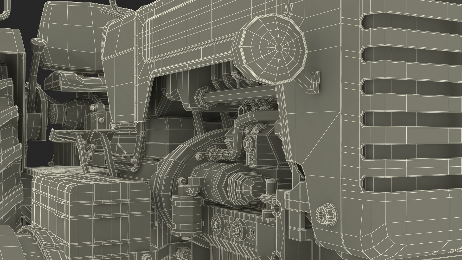 3D Vintage Farm Tractor Rigged for Maya