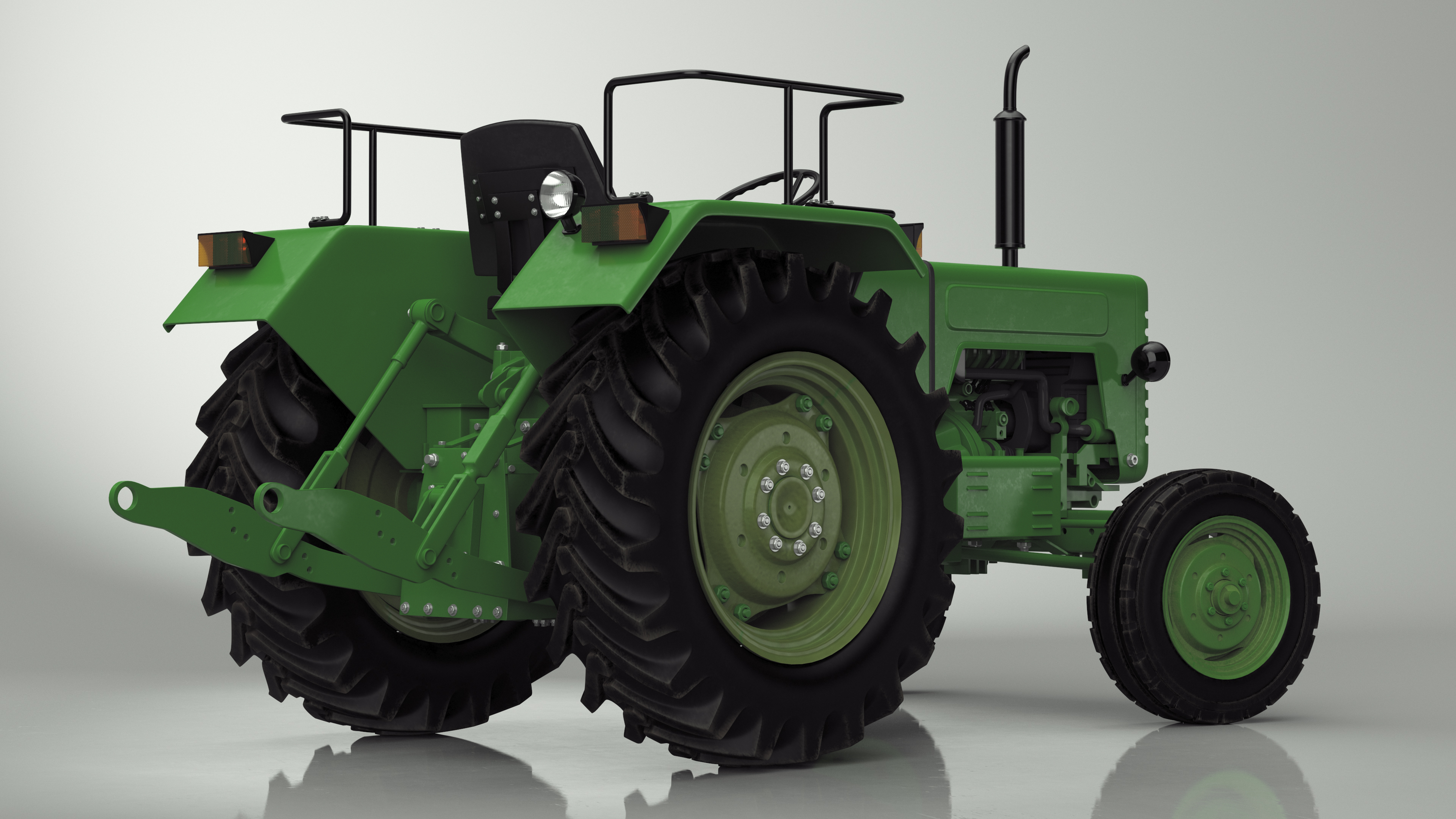 3D Vintage Farm Tractor Rigged for Maya