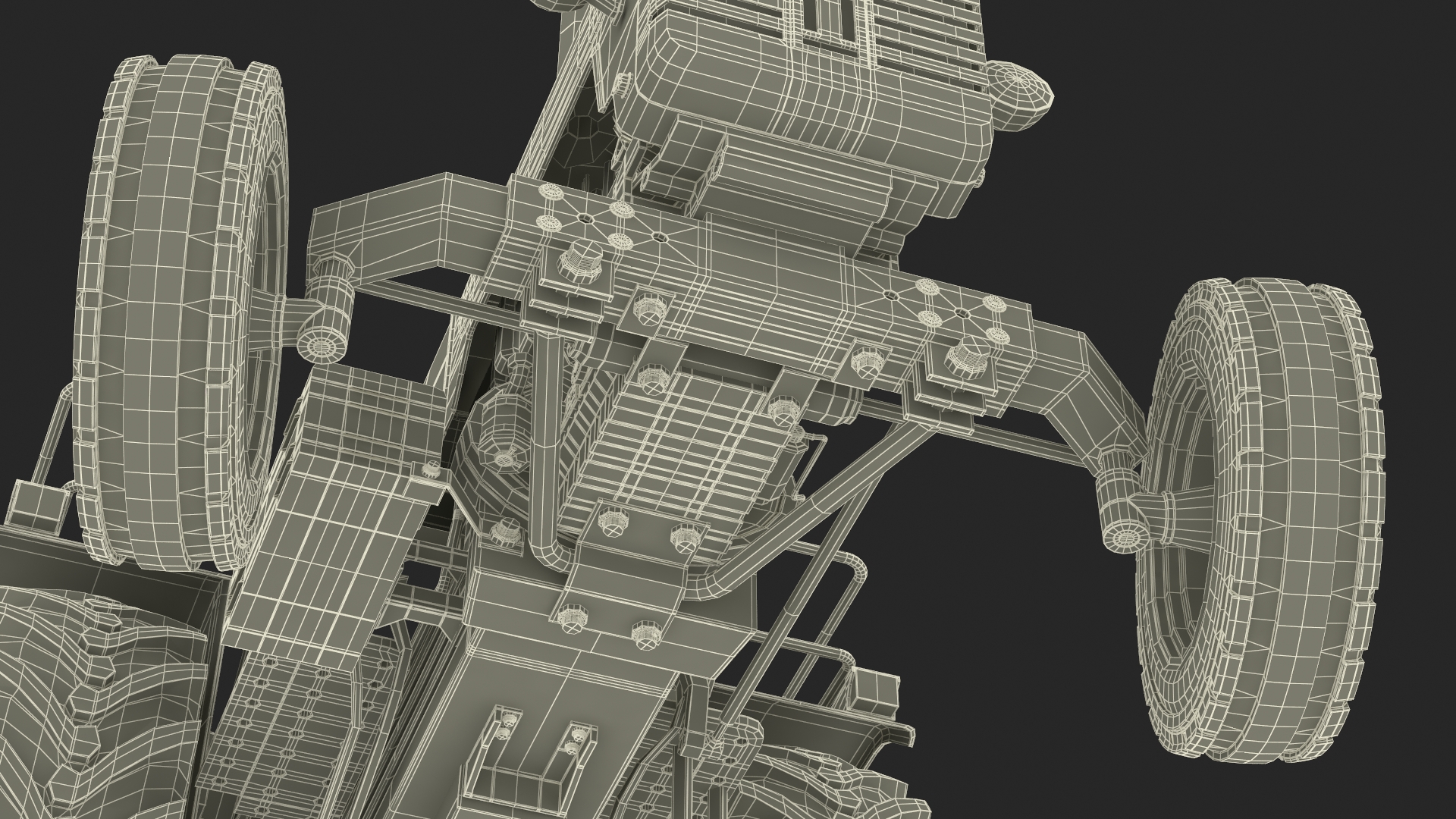 3D Vintage Farm Tractor Rigged for Maya