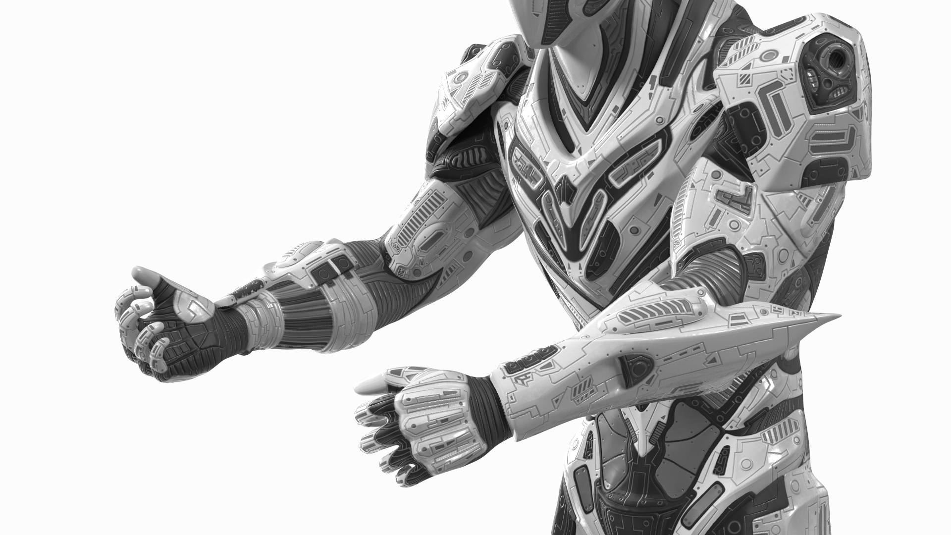 3D model Sci-Fi Combat Robot Character Rigged for Maya