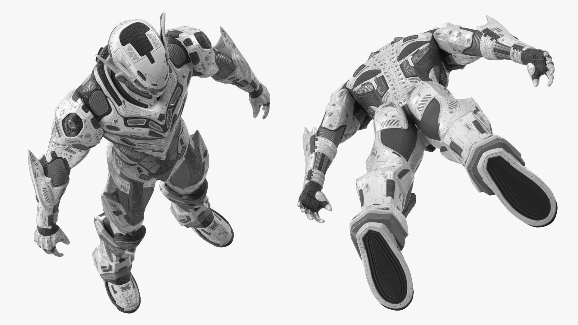 3D model Sci-Fi Combat Robot Character Rigged for Maya