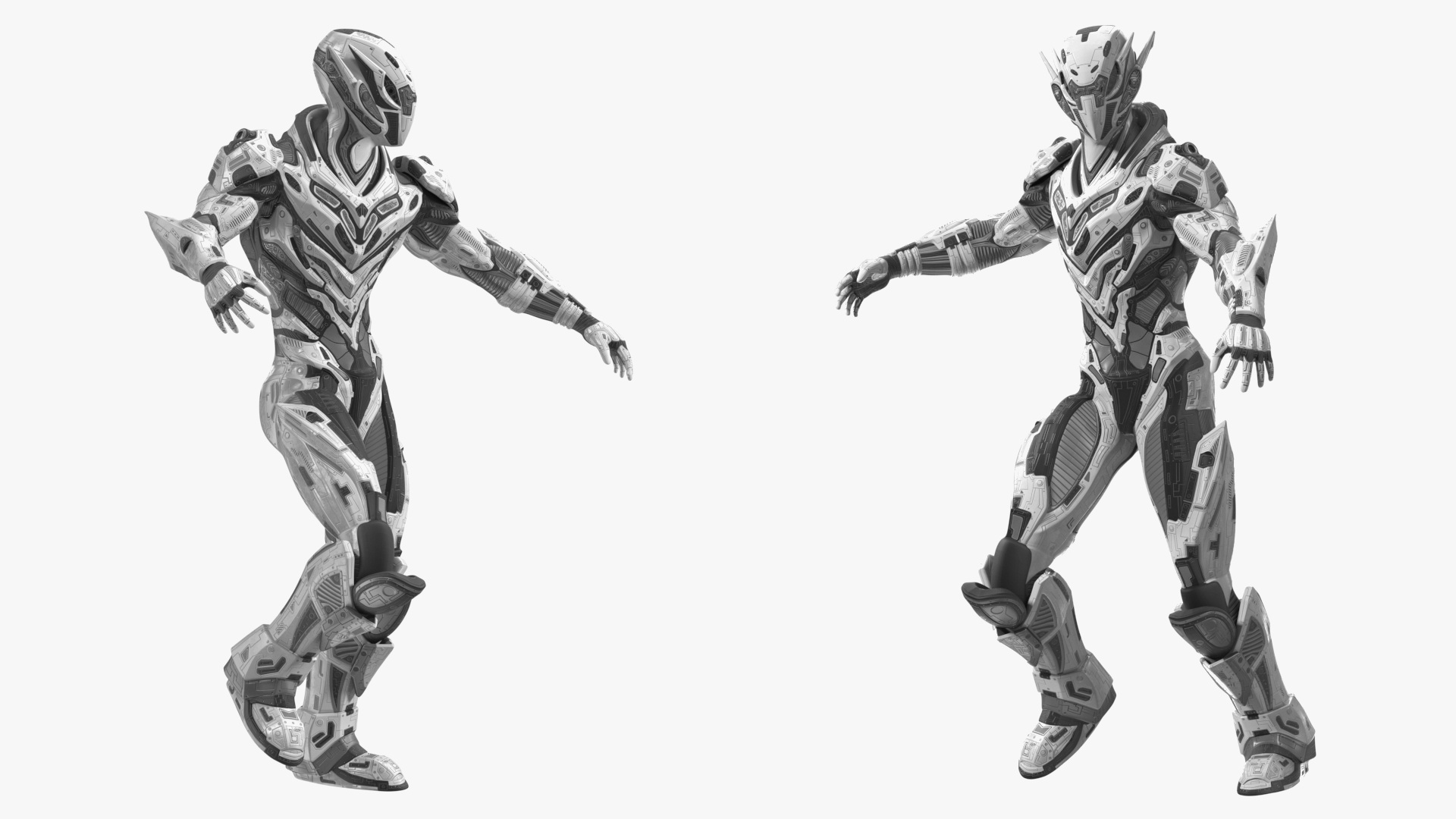3D model Sci-Fi Combat Robot Character Rigged for Maya
