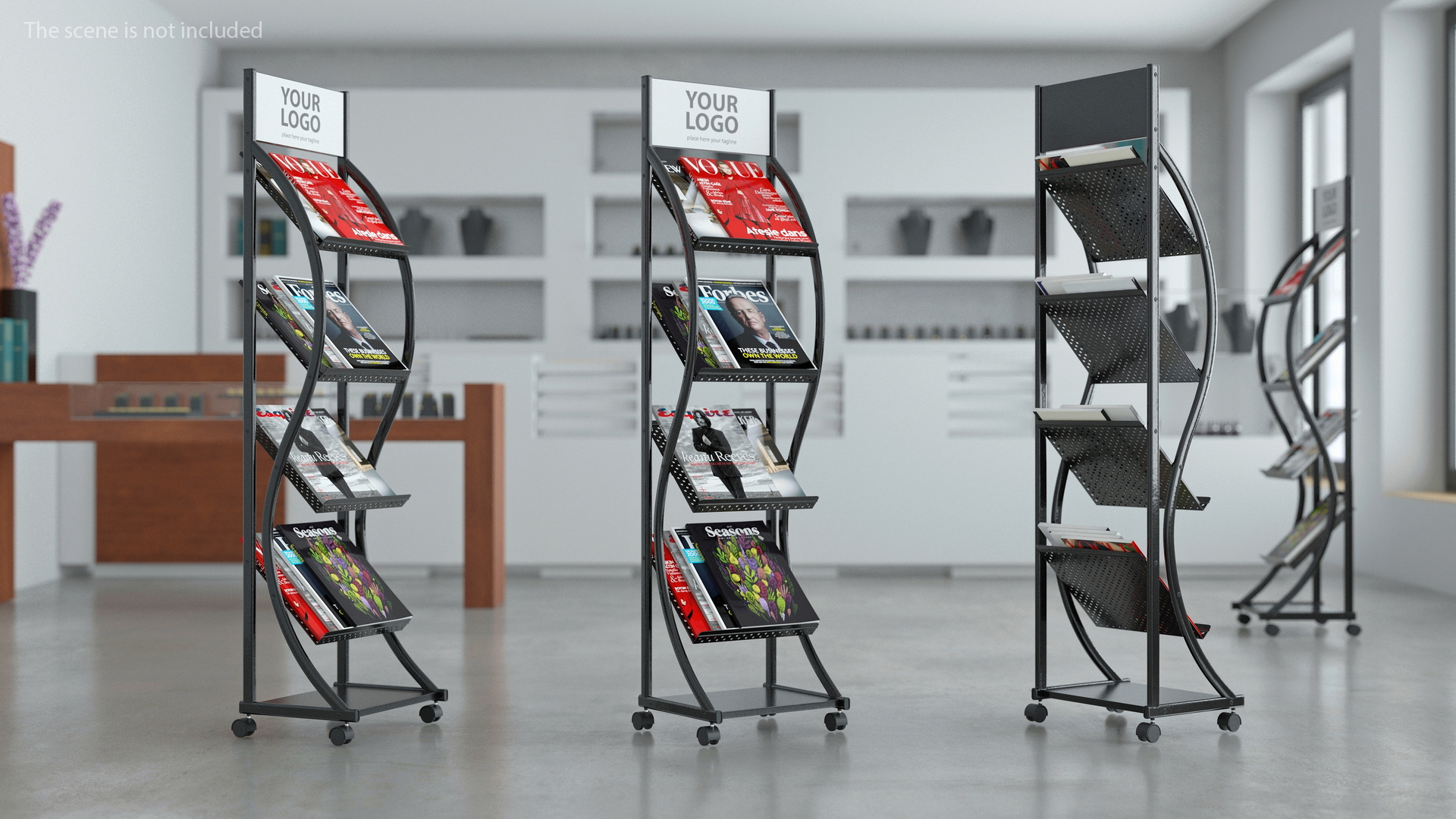 3D Magazine Display Stand Black with Magazines model