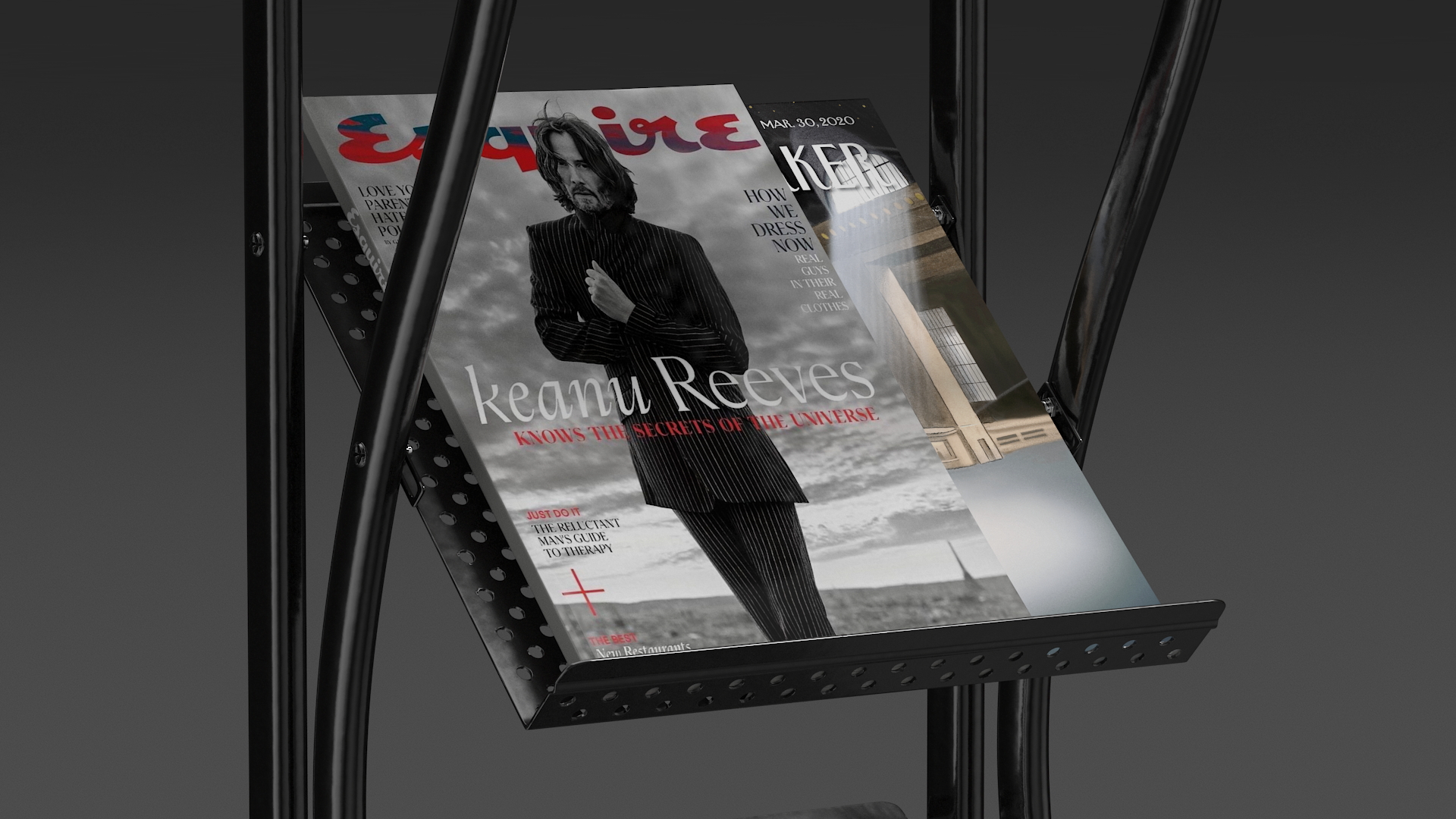 3D Magazine Display Stand Black with Magazines model