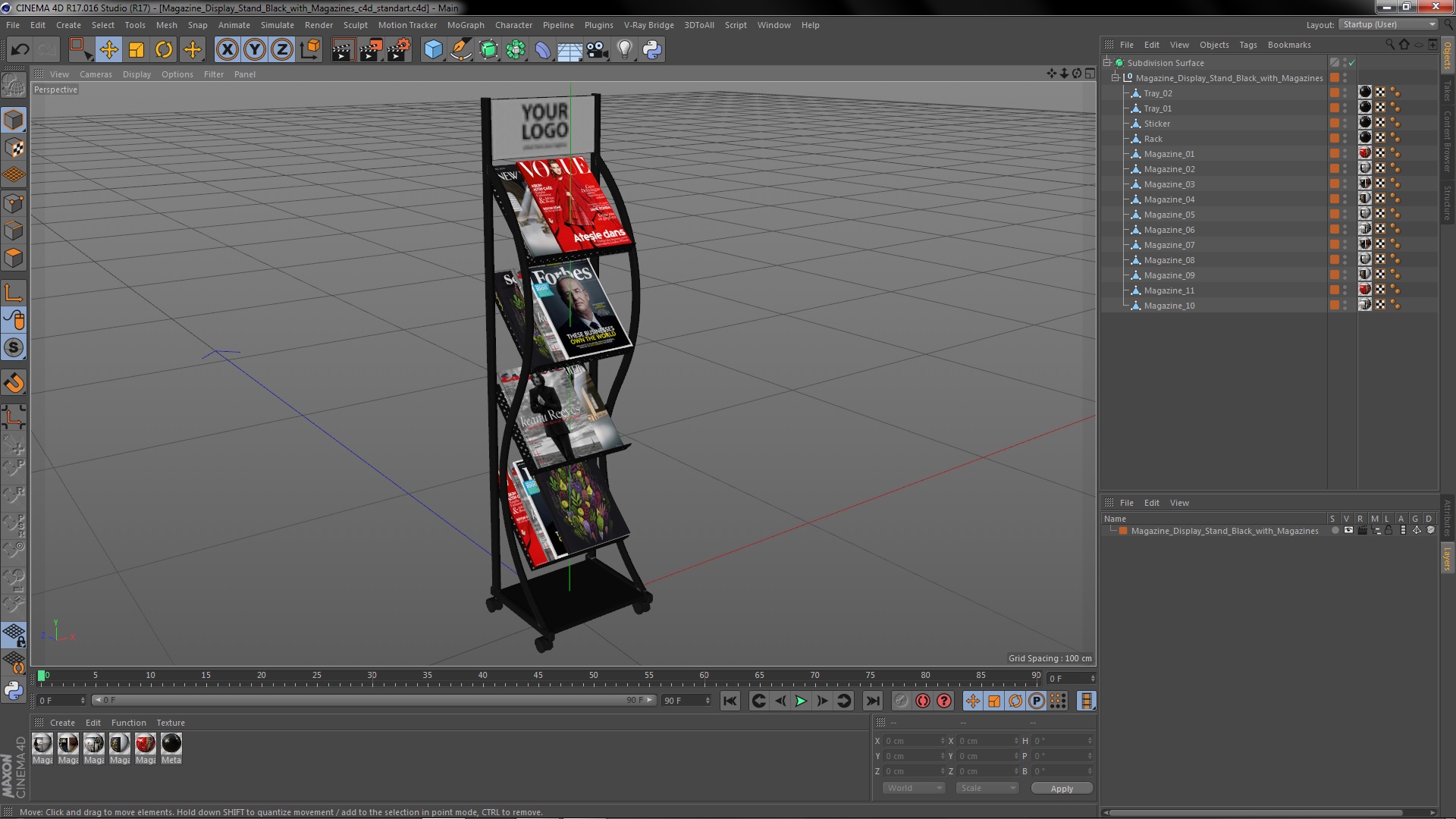 3D Magazine Display Stand Black with Magazines model