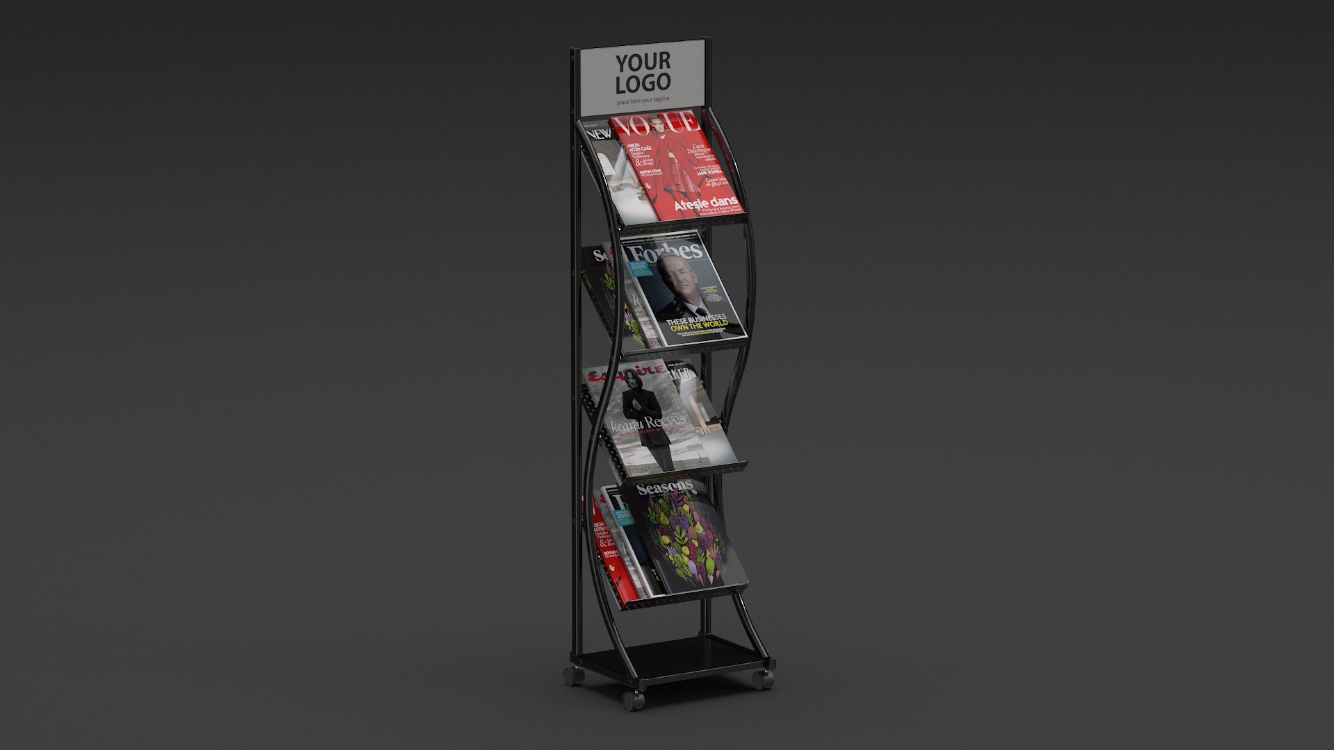 3D Magazine Display Stand Black with Magazines model
