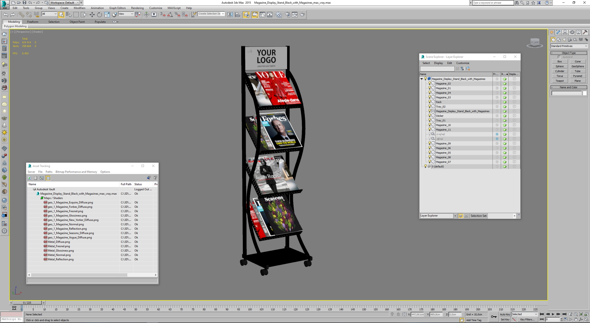 3D Magazine Display Stand Black with Magazines model