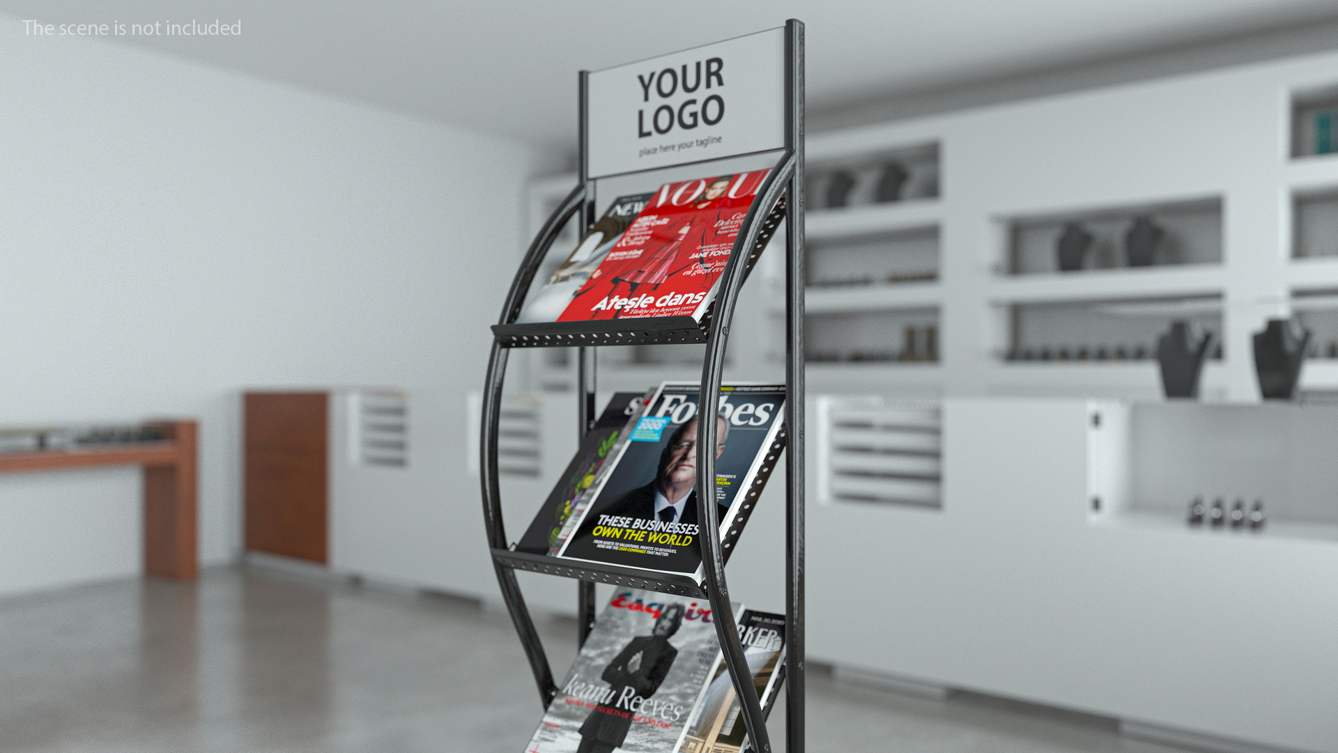 3D Magazine Display Stand Black with Magazines model