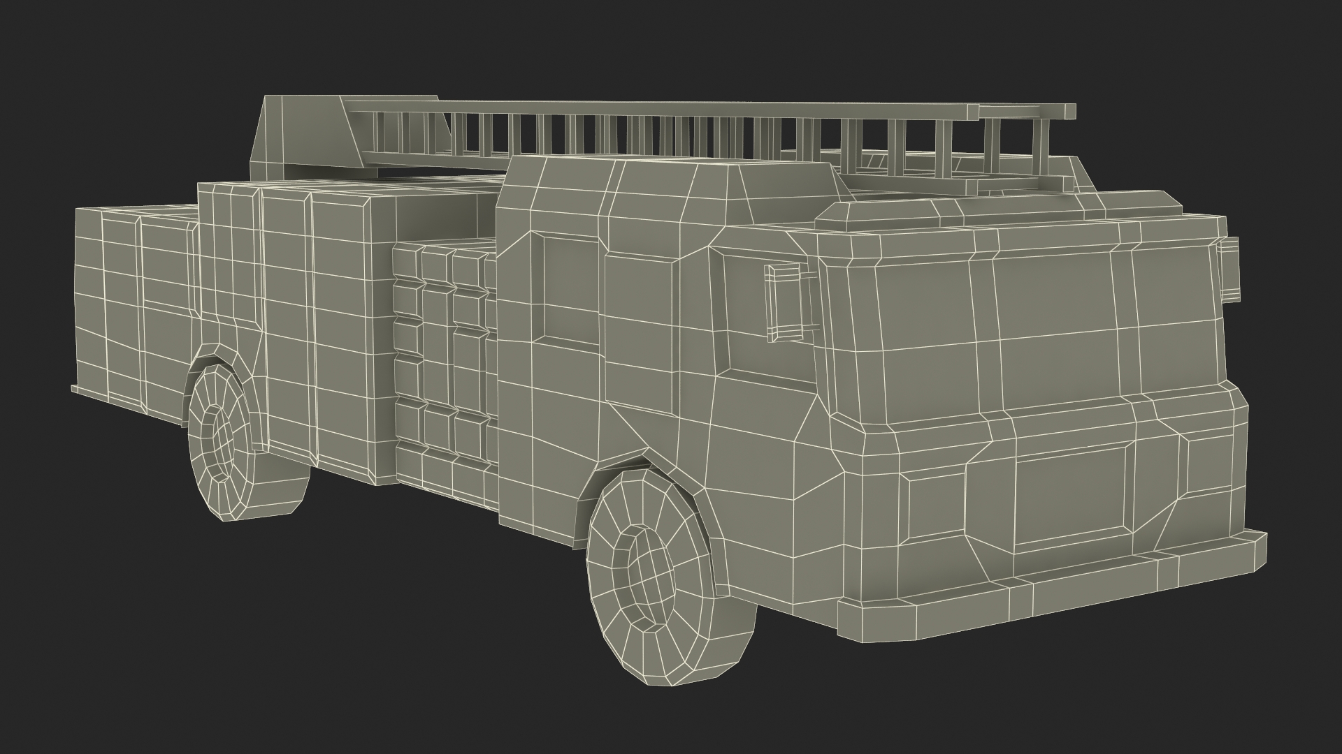 3D model Low Poly Stylized Model Fire Engine