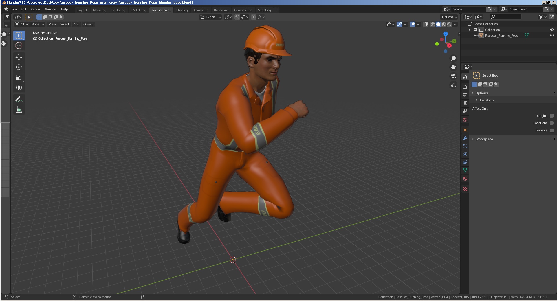 3D model Rescuer Running Pose
