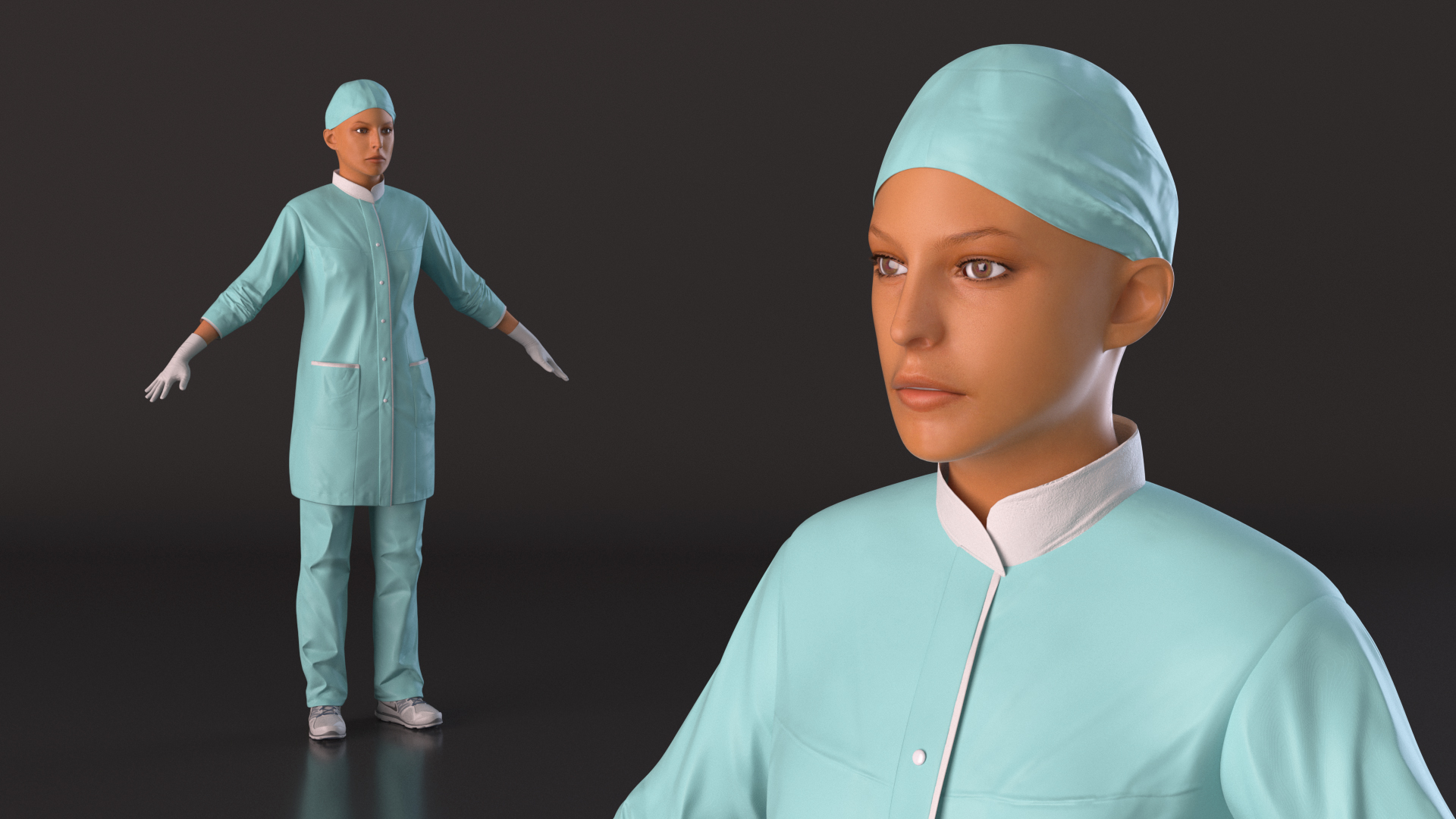 3D Attractive Female Doctor Fur model