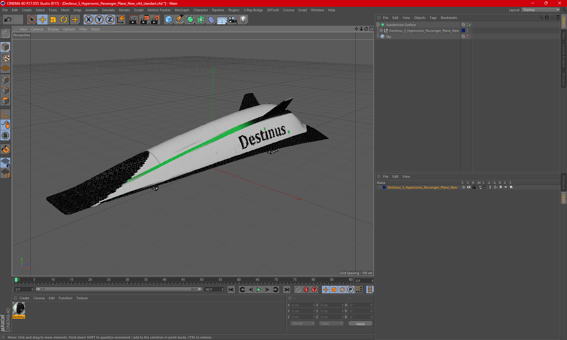 3D Destinus S Hypersonic Passenger Plane New