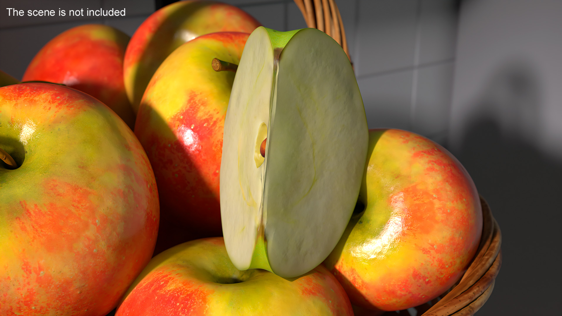 Realistic Green Apple Slice 3D