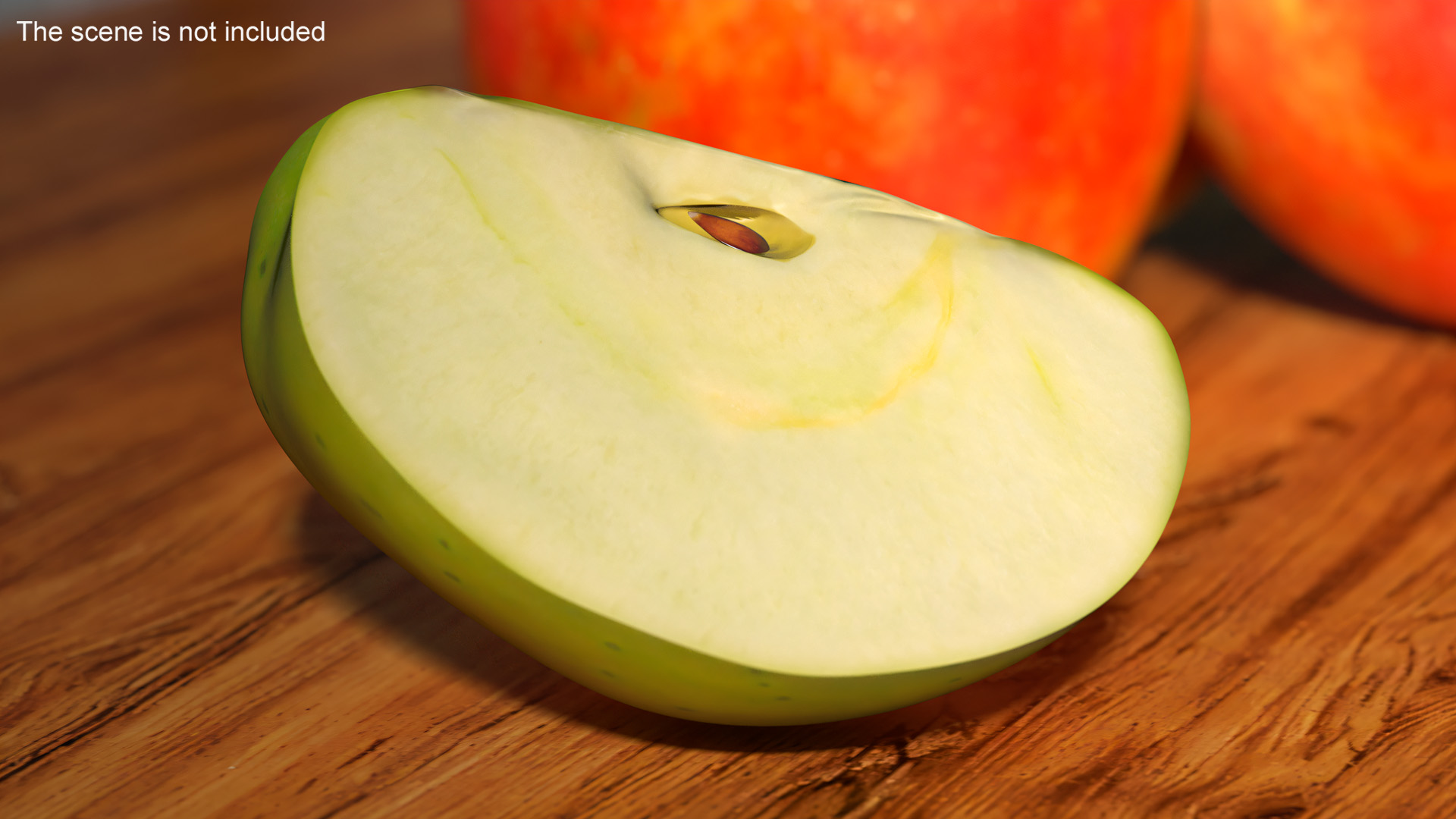 Realistic Green Apple Slice 3D