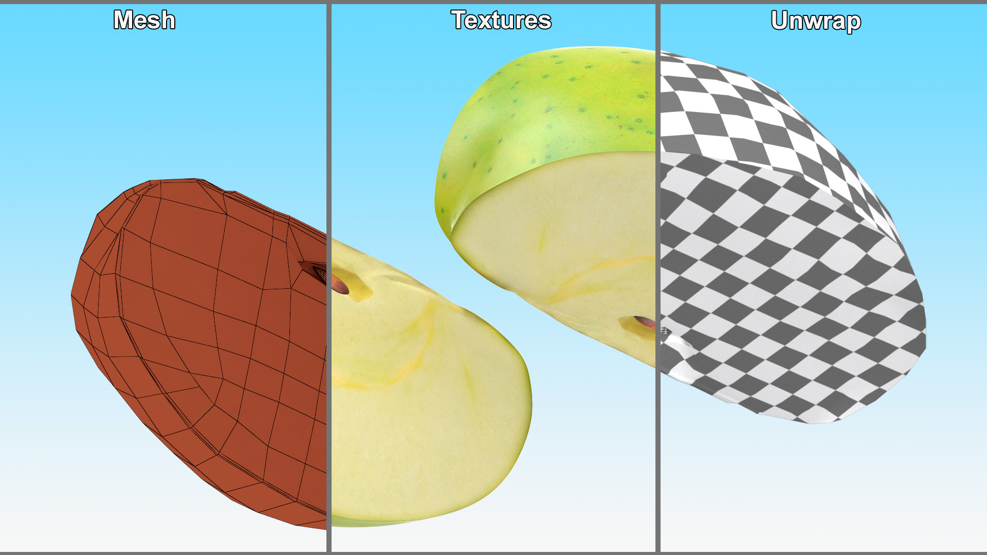 Realistic Green Apple Slice 3D