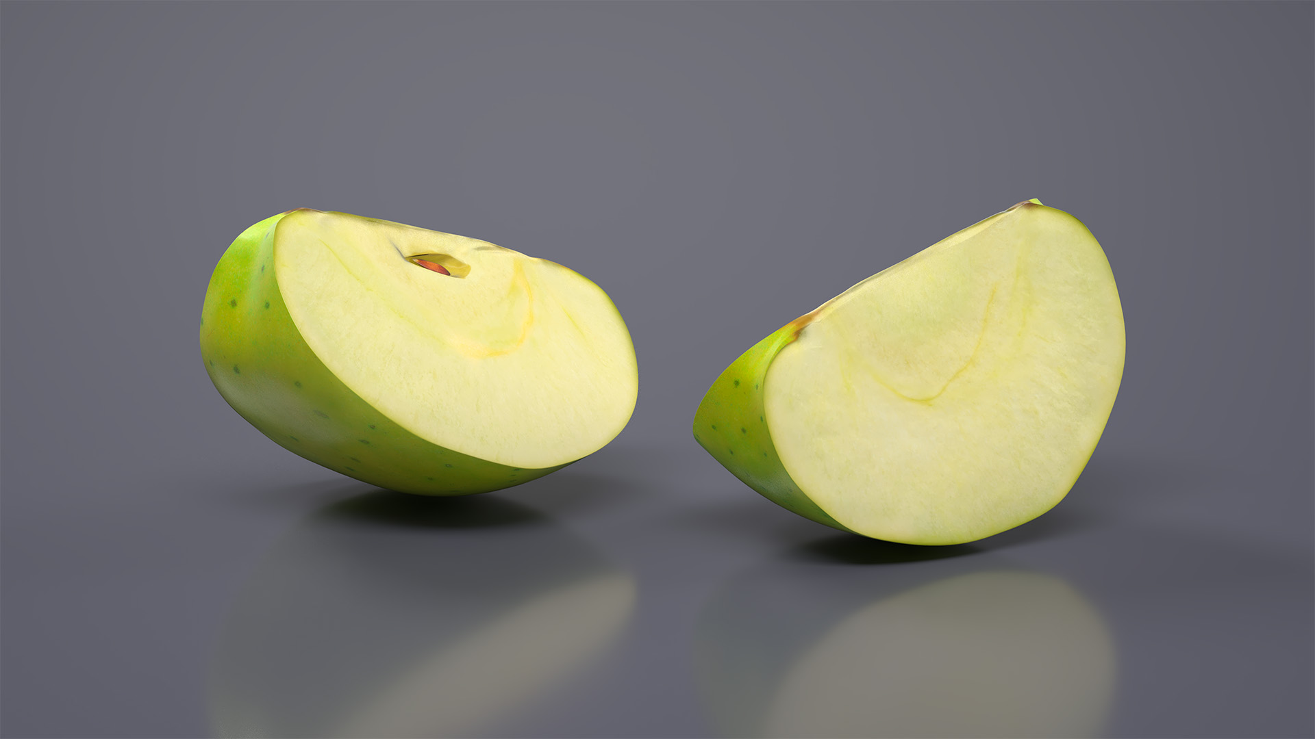 Realistic Green Apple Slice 3D