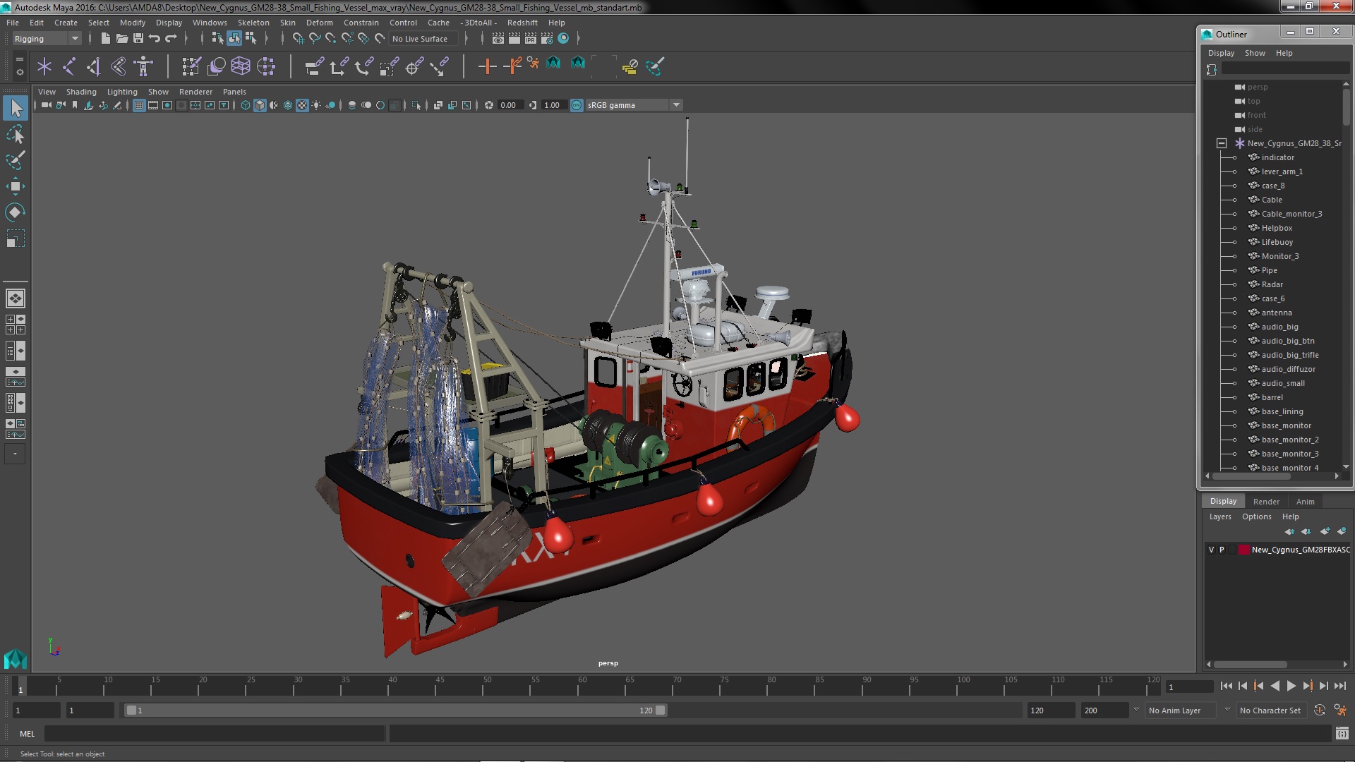 New Cygnus GM28-38 Small Fishing Vessel 3D model