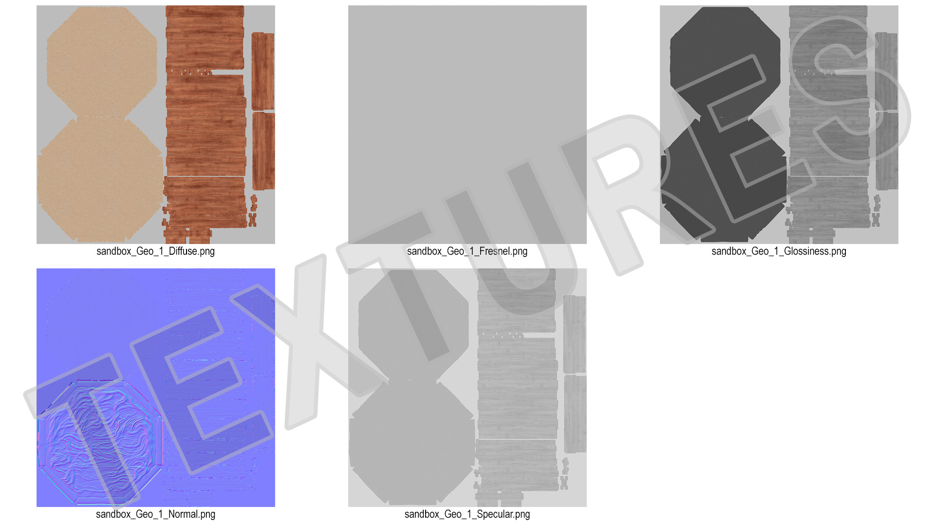 Wooden Octagon Sandbox 3D